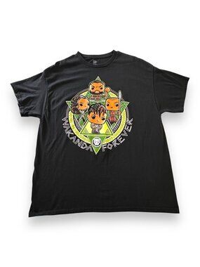 Black Panther Wakanda Forever Funko Pop Graphic T-Shirt - L - Black & Green - 10